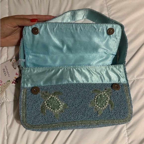 TJMAXX viral bag: Aqua Beaded Shoulder Bag with Turtle Design made in India - Picture 2 of 3